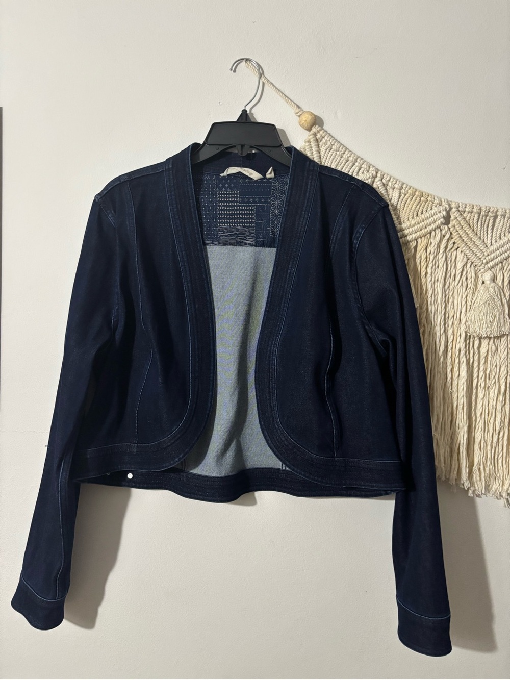 J. Jill Dark Navy Cropped Open-Front Jean Jacket